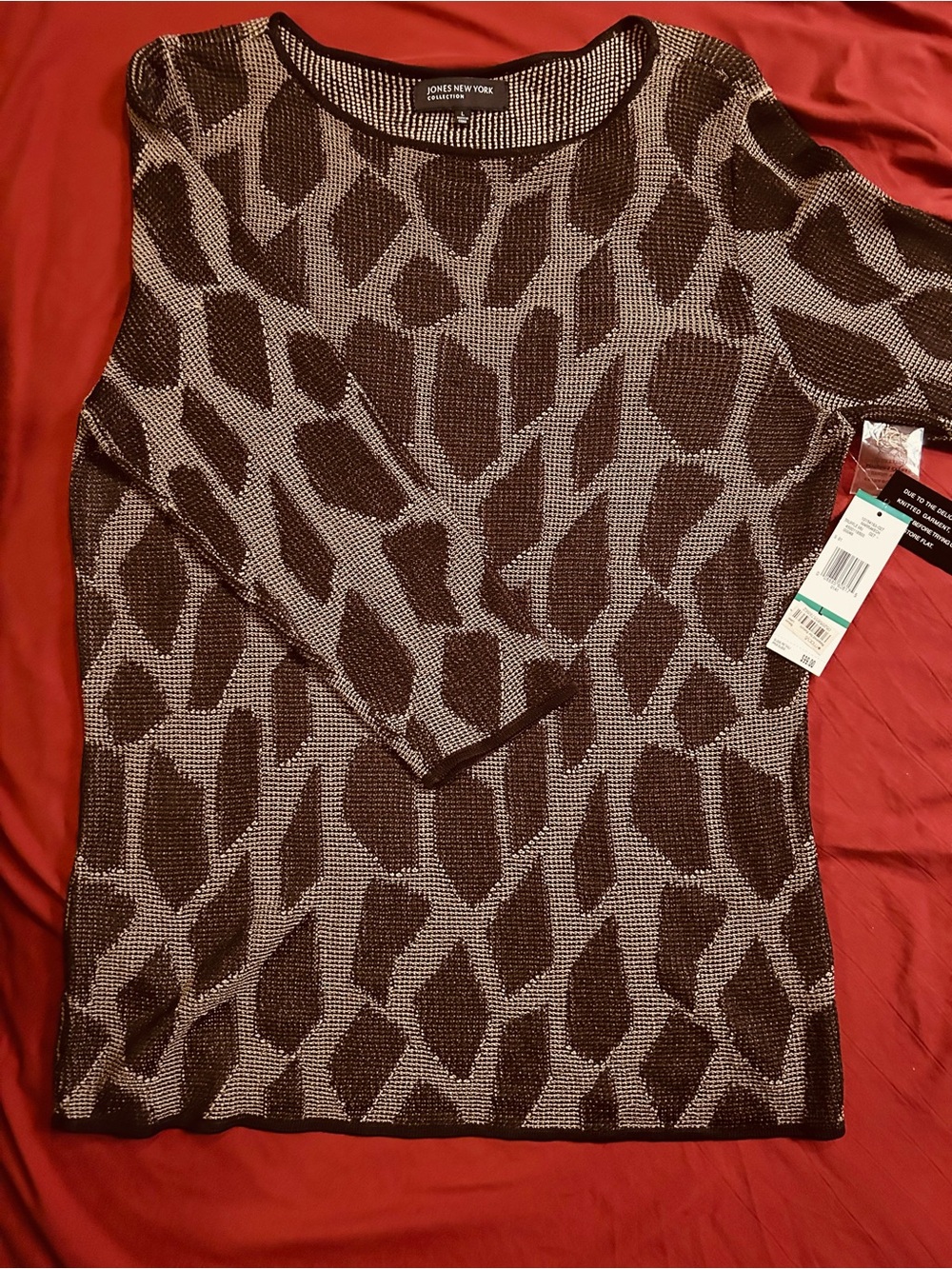 NWT Jones New York Giraffe Print Sweater Size Large